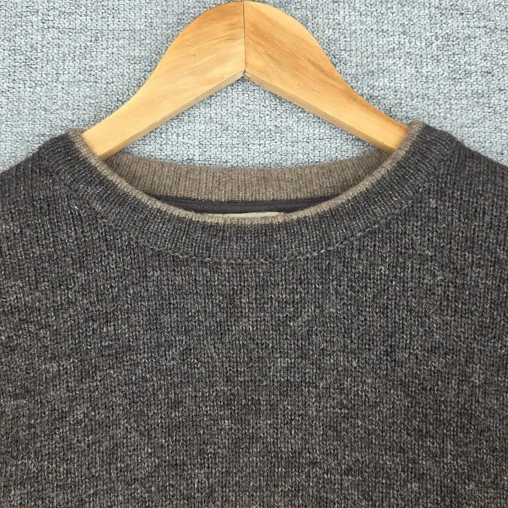WOOLRICH MEN'S WOOL CREWNECK SWEATER – CHOCOLATE HEATHER – SIZE M – WOOL BLEND
